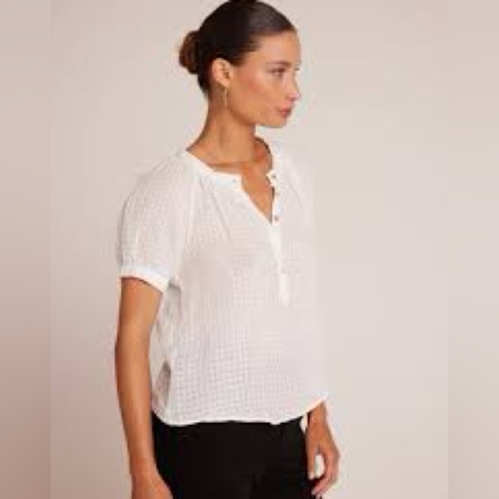 Joie Blouse white cream Button Detail women’s 1x plus size short sleeve